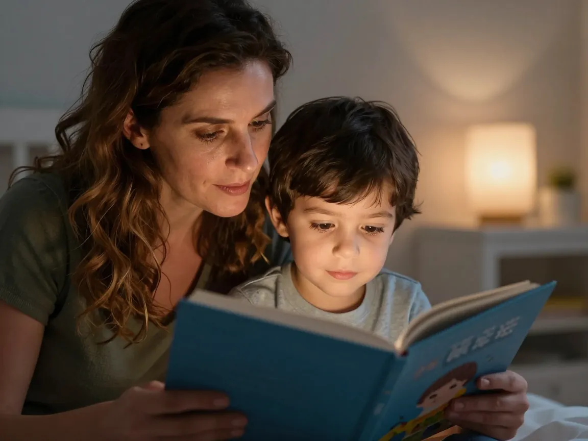 Emzik bırakma sonrasında yeni uyku rutini: kitap okuma ve bağlanma anı.