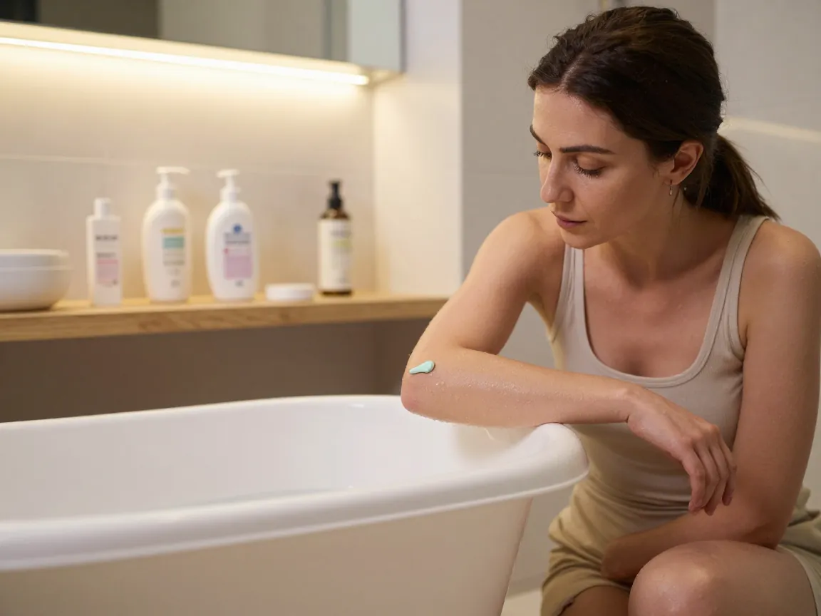 Anne, banyo öncesi su sıcaklığını kontrol ederken dikkatli
