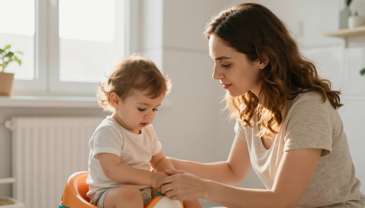 Tuvalet eğitimi yolculuğuna merakla başlayan bebek ve annesi