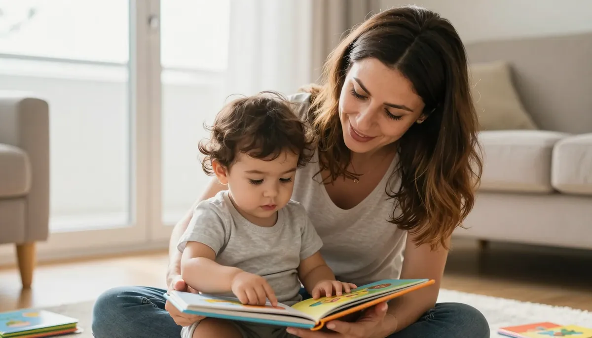 Anne ve bebeği kitap okurken: iki dilli yolculuğun başlangıcı