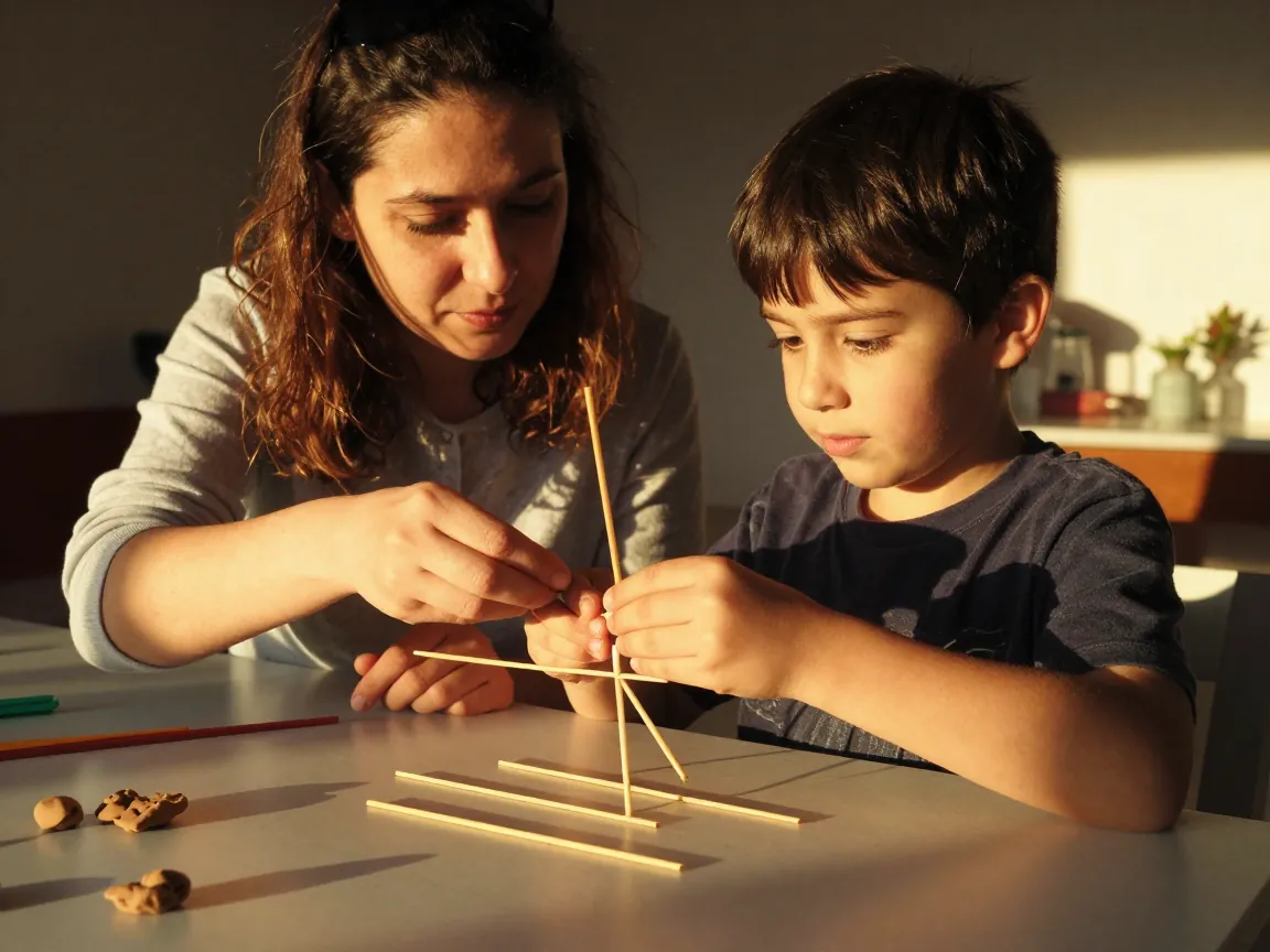 Mühendislik projesi: Anne ve oğlu yaratıcı yapı inşa ediyor